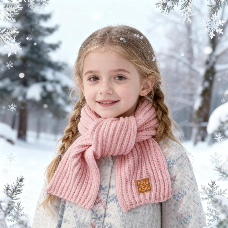 Hello Winter Kids Scarf Winter Neck Warmer Toddler Neck Scarf Girls Thick Scarves Boys Warm Neck Warp 2-12 Years - Image 4